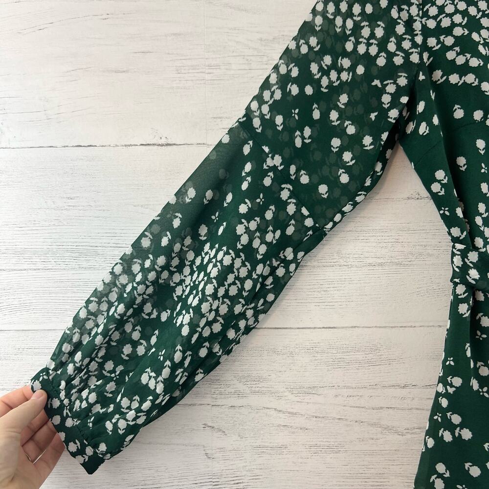 Allison New York Green White Floral Print Faux Wrap Dress Size S - Picture 5 of 10